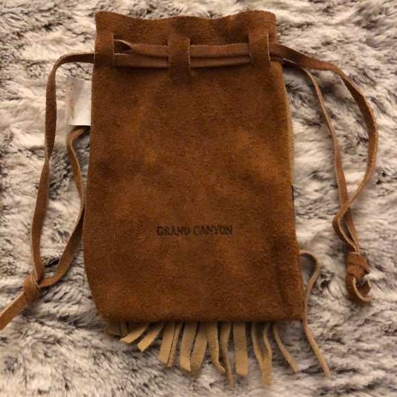 NWOT drawstring pouch with fringe - Picture 2 of 2